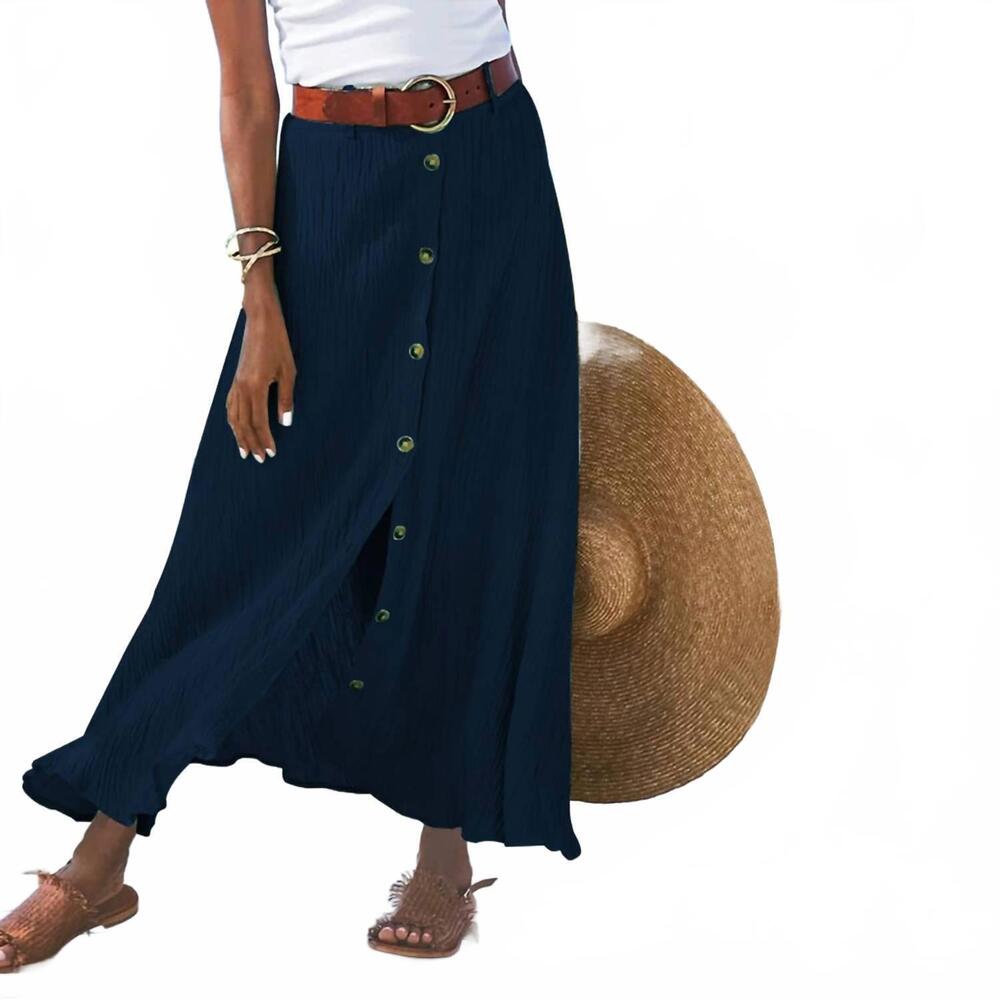 NEW DOUBLJU a line midi skirt - plus in navy